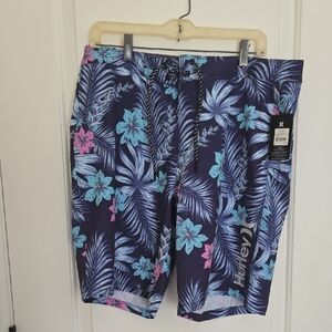 Hurley Men's Tropical Board Shorts - Navy and Aqua